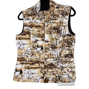 Chico's Zenergy Vest Womens Medium (Chico 1) Reversible Safari Design & Brown